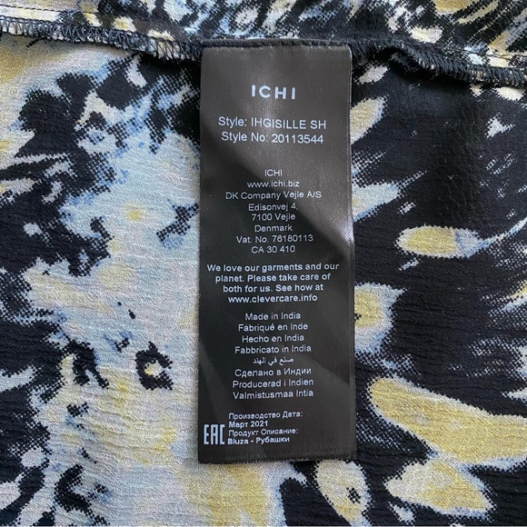 Elegant Blue, Yellow and Black Abstract Print Button Down Shirt EUC MEDIUM - Picture 5 of 11